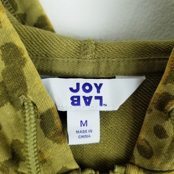 JoyLab Green Leopard Cheetah Print Zip Up Hooded Sweatshirt - Picture 3 of 9